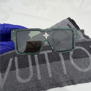 Louis Vuitton Green Sunglasses with Silver Accent